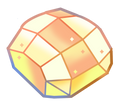 Multicolored geometric gemstone on a white background