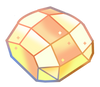 Multicolored geometric gemstone on a white background
