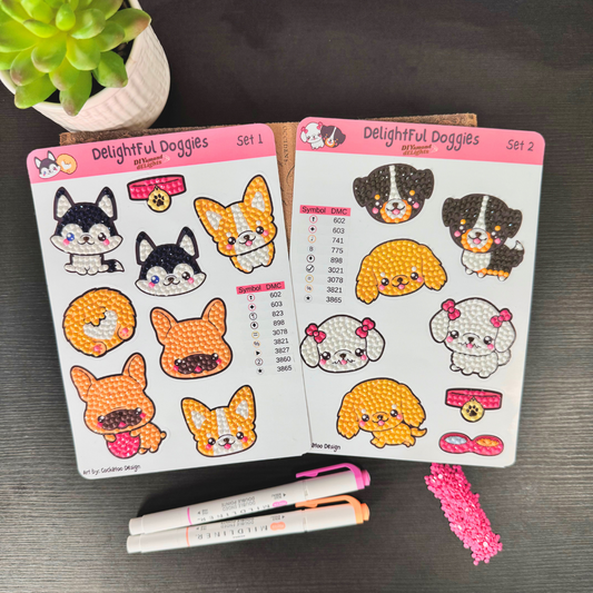 Delightful Doggies Diamond Painting Sticker Sheet
