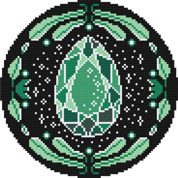 Cross Stitch to diamond painting green gem