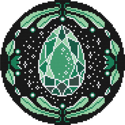 Cross Stitch to diamond painting green gem