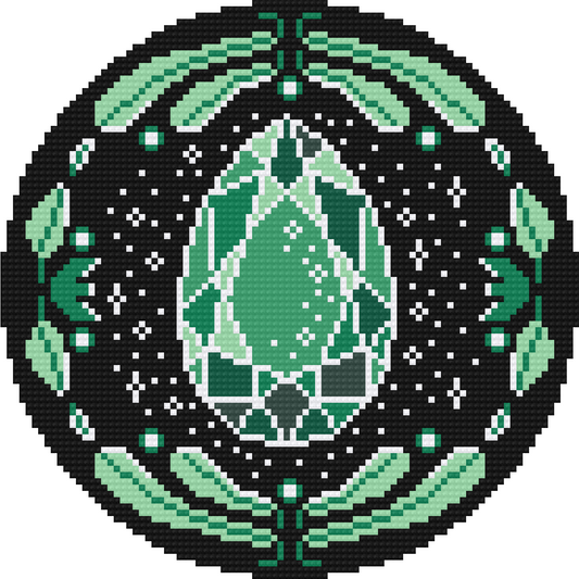 Cross Stitch to diamond painting green gem